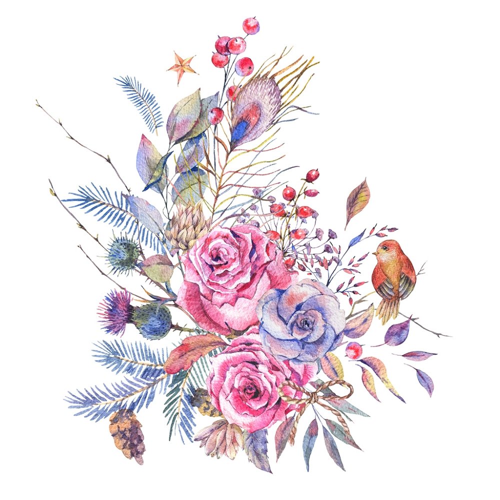 Vintage Florals Of The Forest Fabric Panel