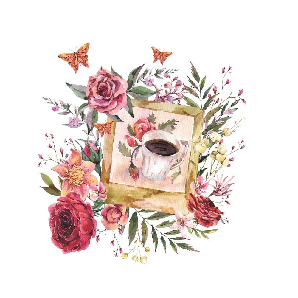 Vintage Florals & Picture Frame Fabric Panel