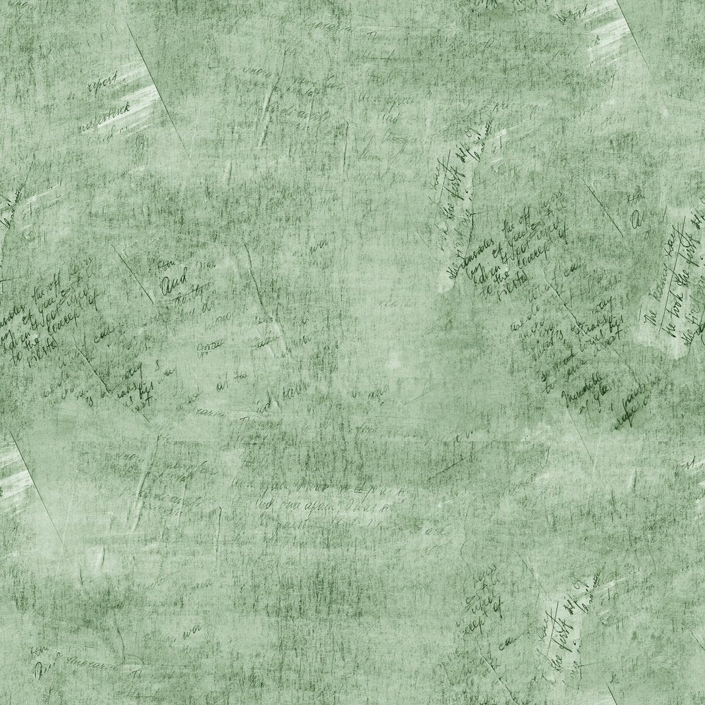 Vintage Script Fabric - May Green