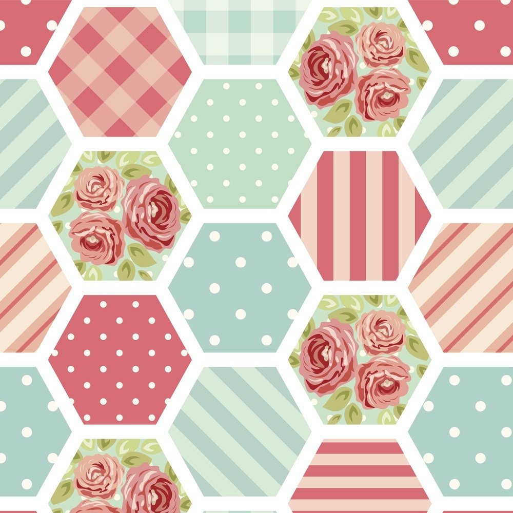 Vintage Shabby Chic Patchwork Fabric - Aqua