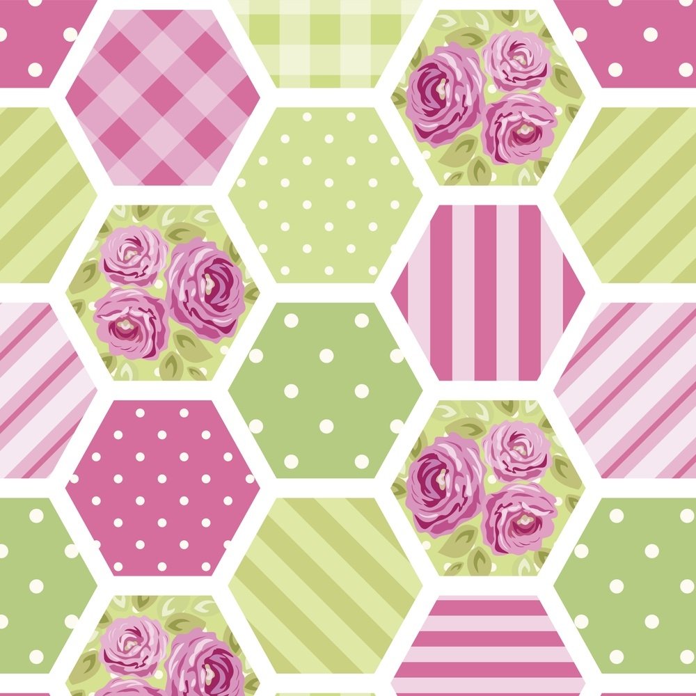 Vintage Shabby Chic Patchwork Fabric - Green