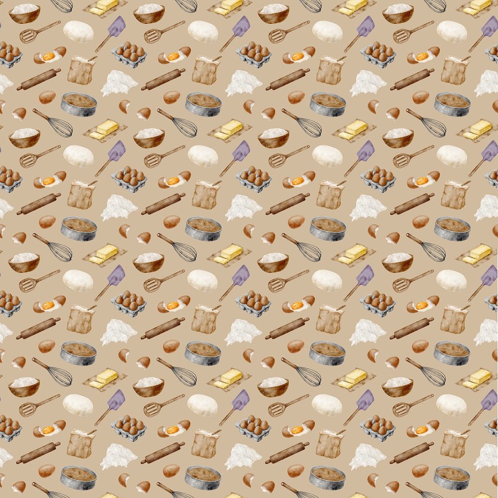 Watercolor Baking Pattern #9 Fabric