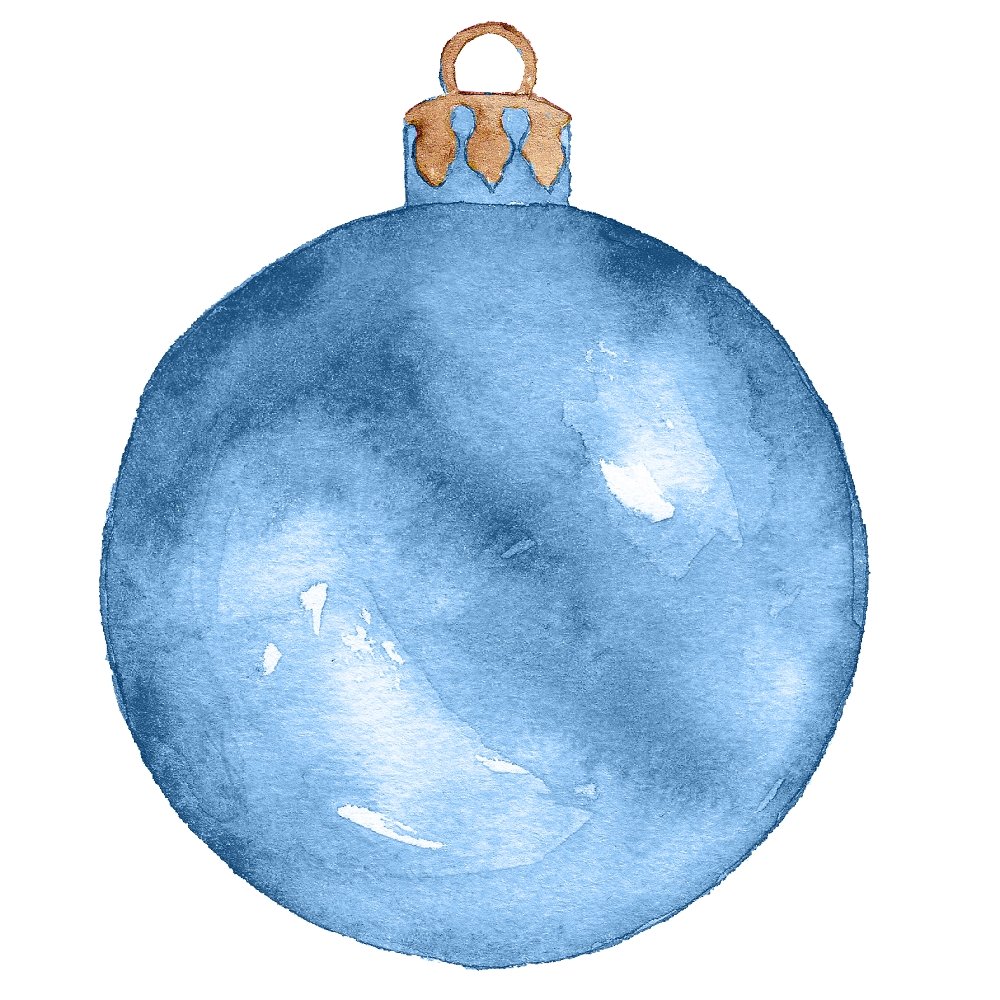 Watercolor Ornament Fabric Panel - Blue