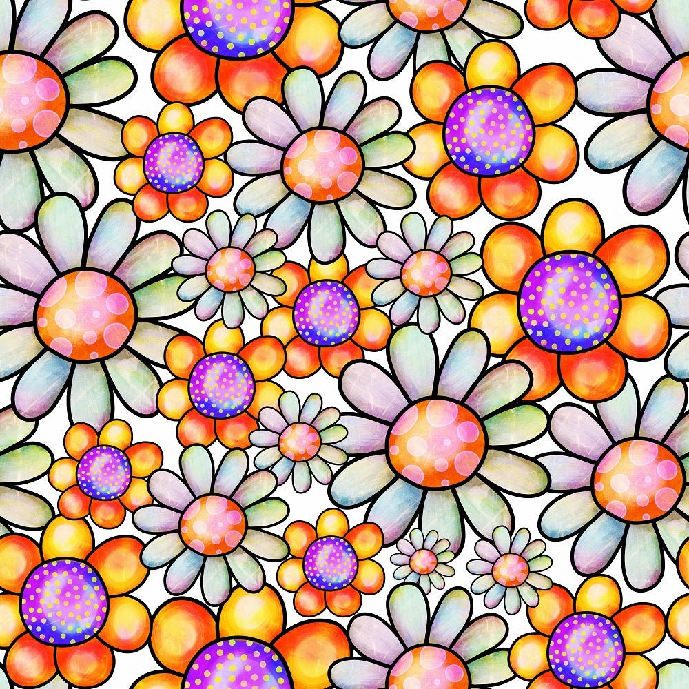 Watercolor Packed Floral Collage #1 Fabric