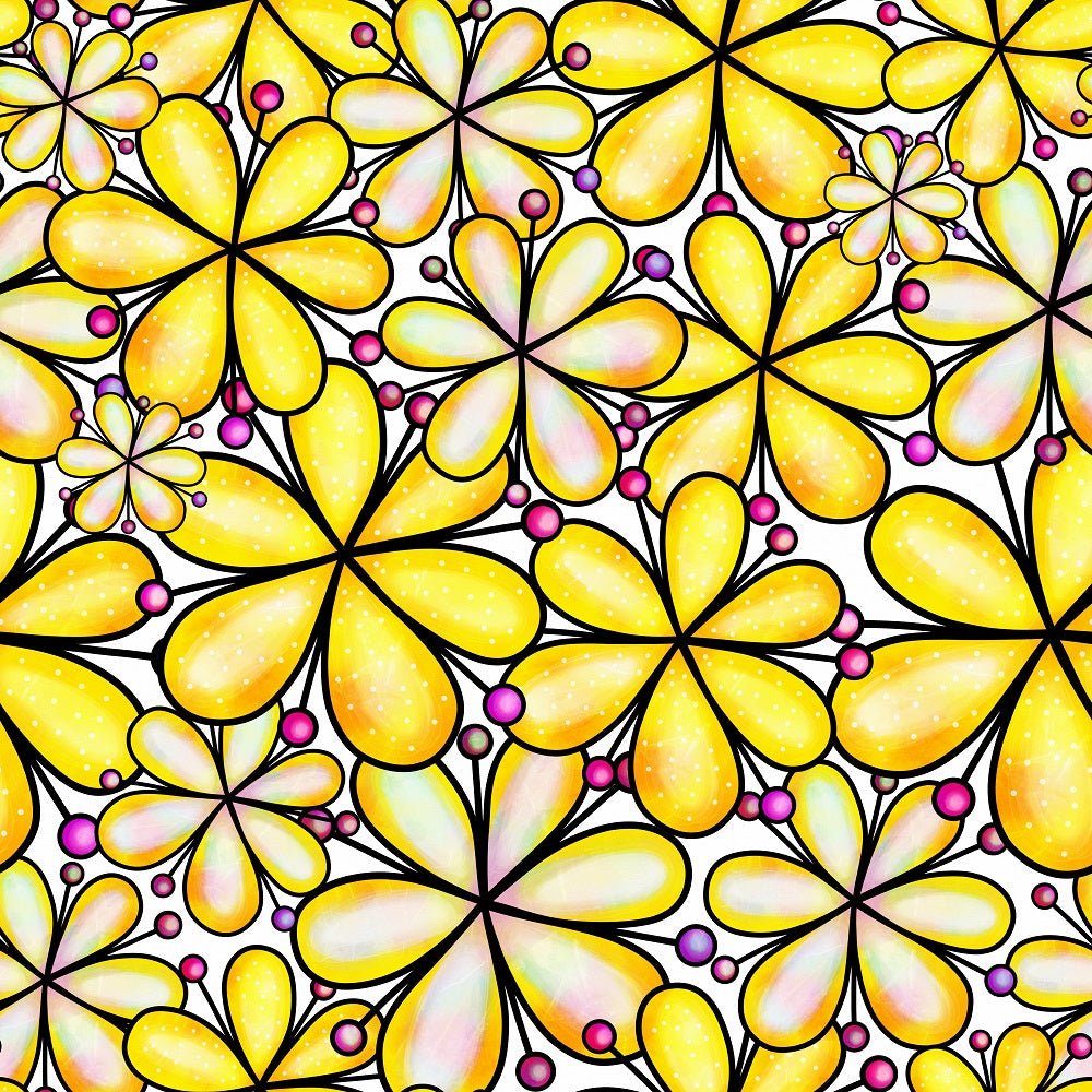 Watercolor Packed Floral Collage #9 Fabric