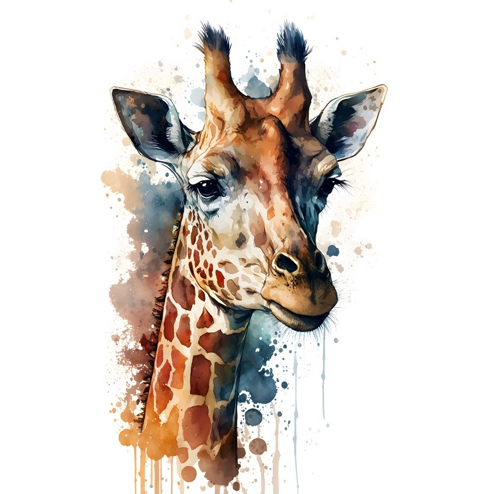 Watercolor Safari Giraffe Fabric Panel