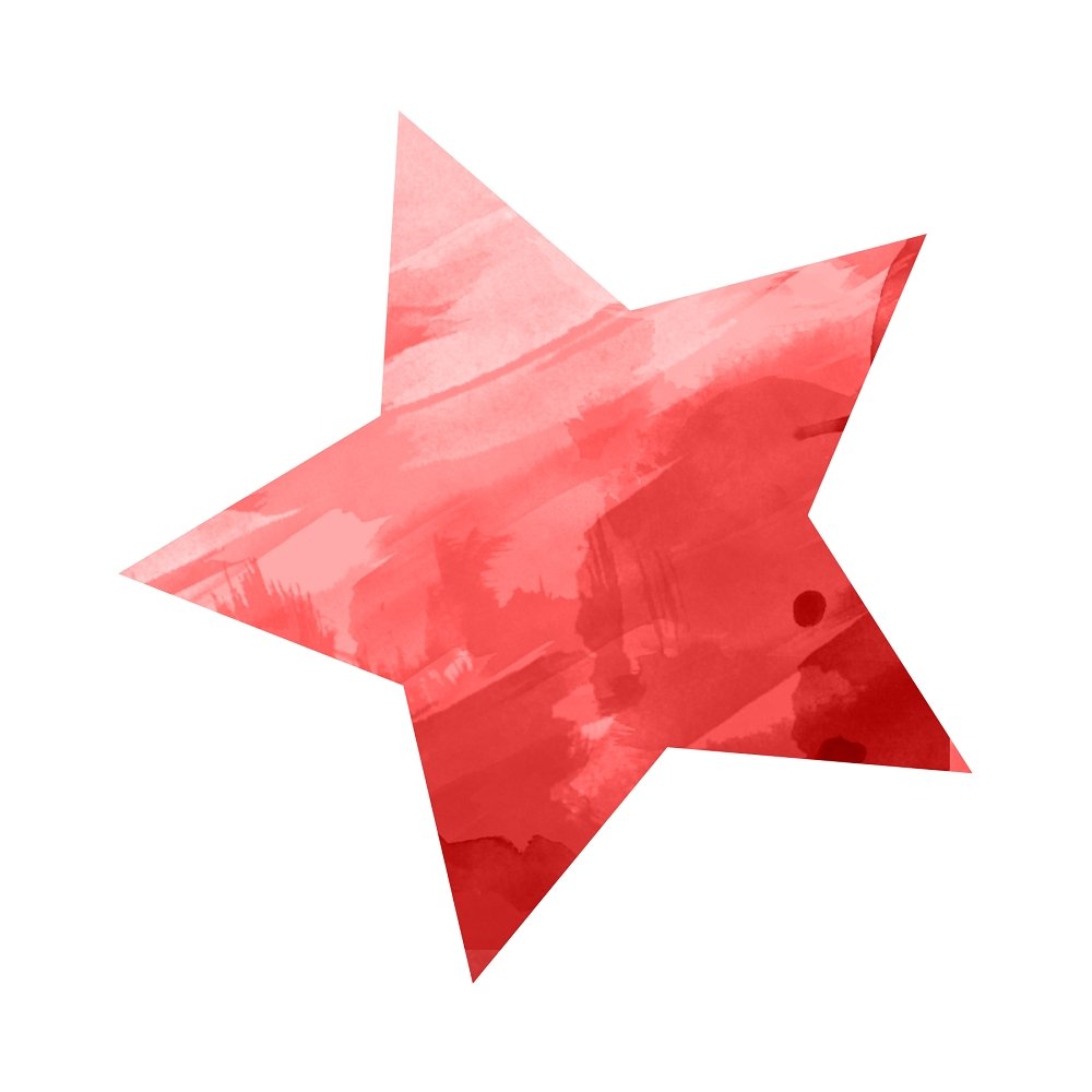 Watercolor Star Fabric Panel - Red