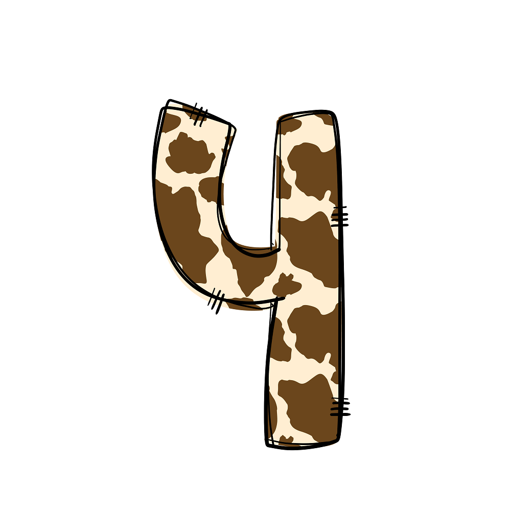 Western Cowboy ''4'' Cow Print Fabric Panel