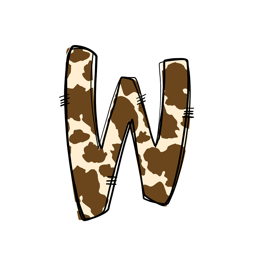 Western Cowboy ''W'' Cow Print Fabric Panel