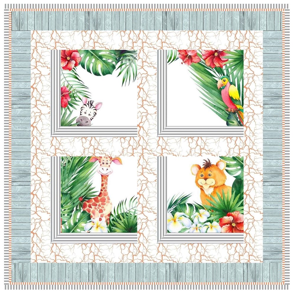 Window to the World - In The Jungle Wall Hanging 29 1/2" x 29 1/2"