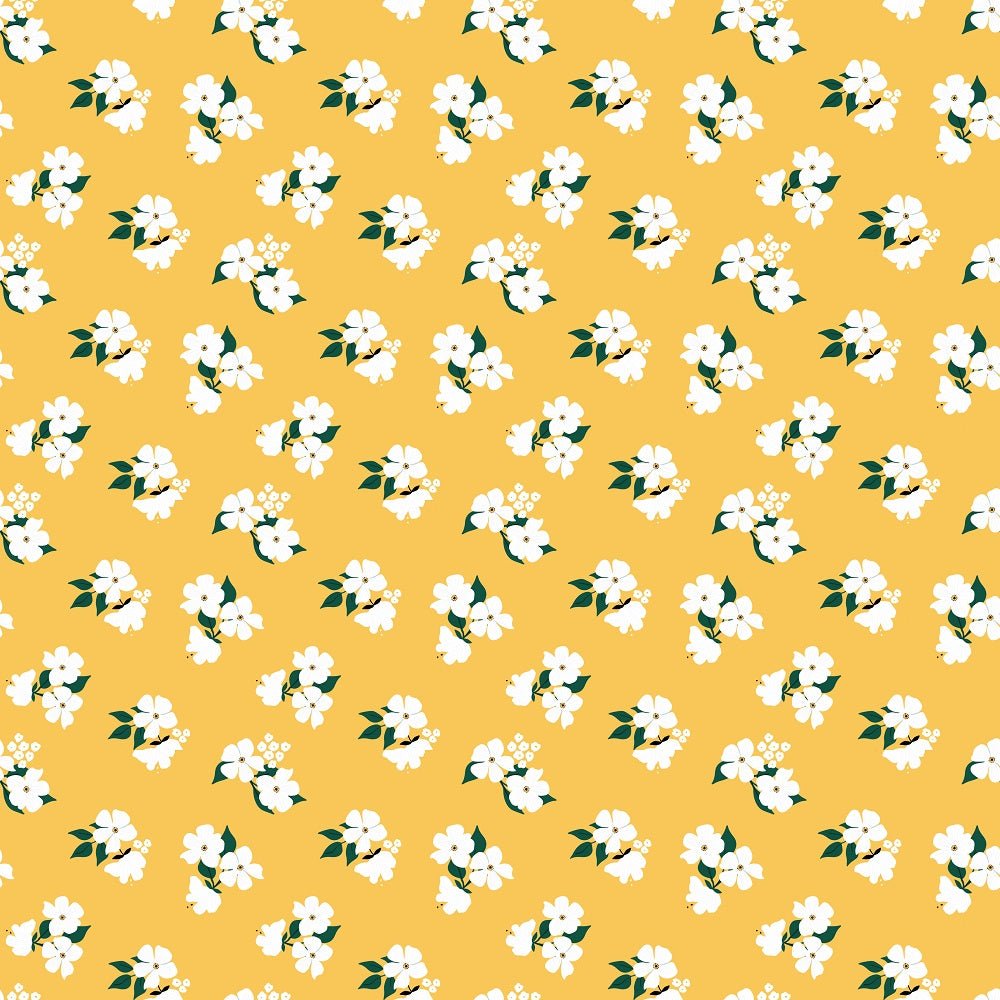 The Bees Knees Flowers Fabric - Orange