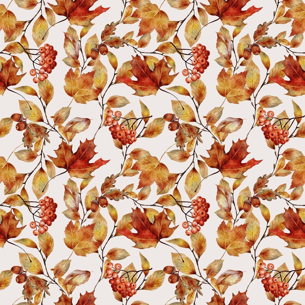 The Cottage Leaves Fabric - White