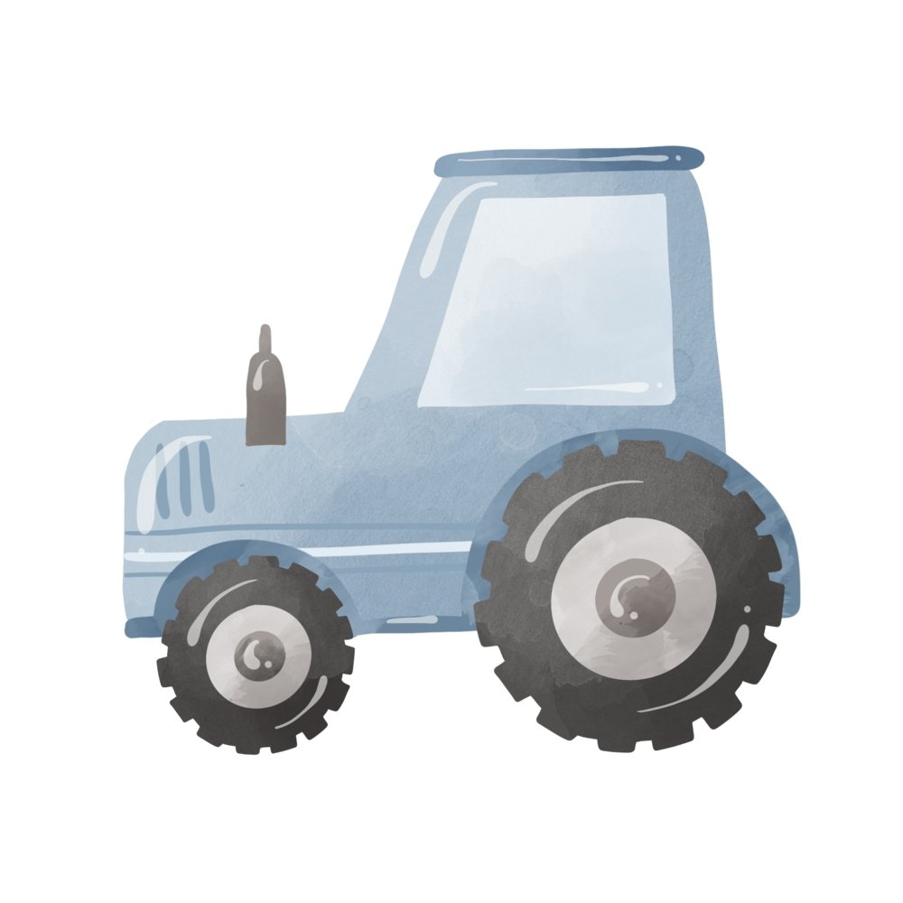 The Cutest Little Farm Blue Tractor Fabric Panel