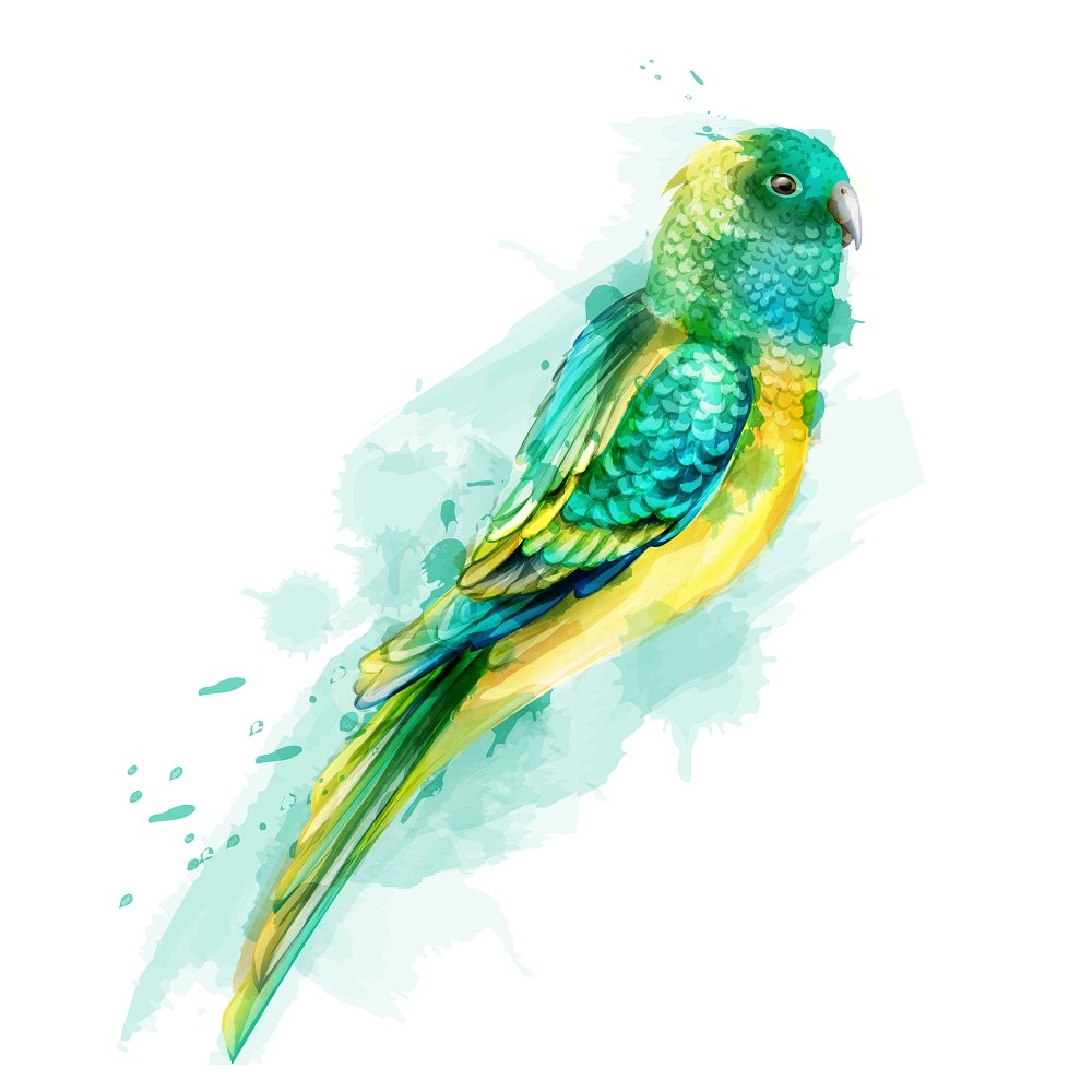 Tropical Parrot Fabric Panel - Teal/Yellow