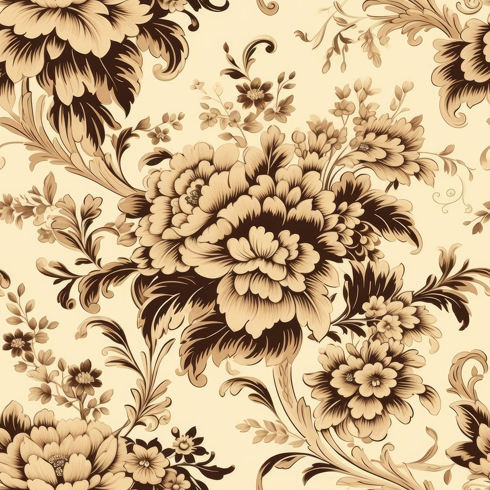 Vintage Beige Damask Pattern #2 Fabric