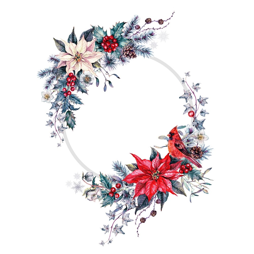 Vintage Christmas Cardinal Frame Fabric Panel