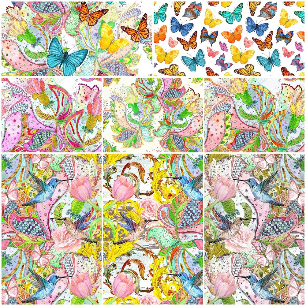 Vintage Hummingbirds Layer Cake - 8 Pieces