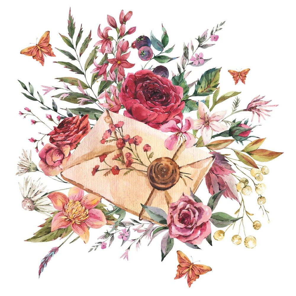 Vintage Letter & Florals Fabric Panel