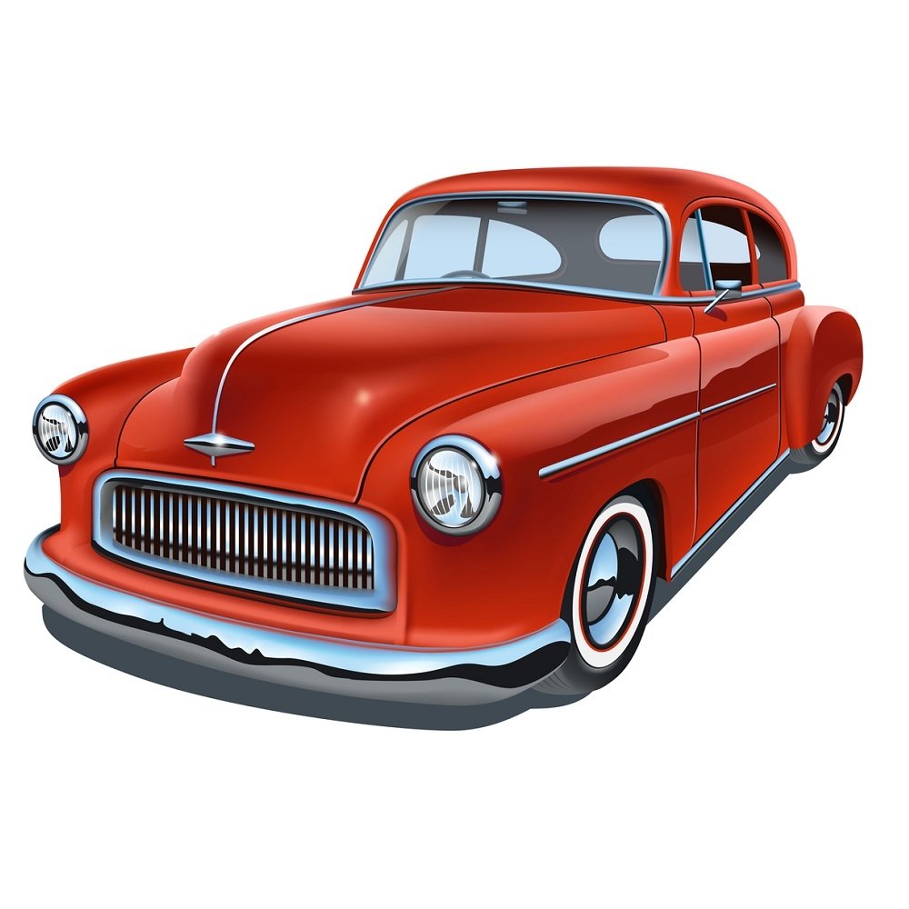 Vintage Red Car Fabric Panel