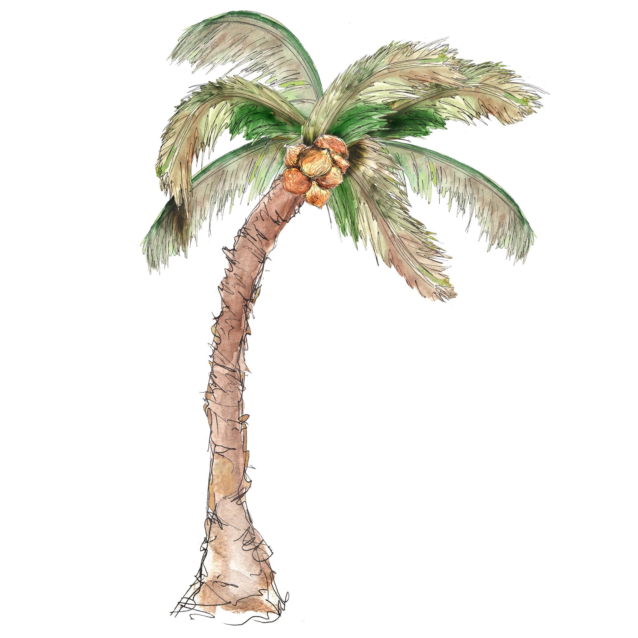 Watercolor Palm Tree Fabric Panel