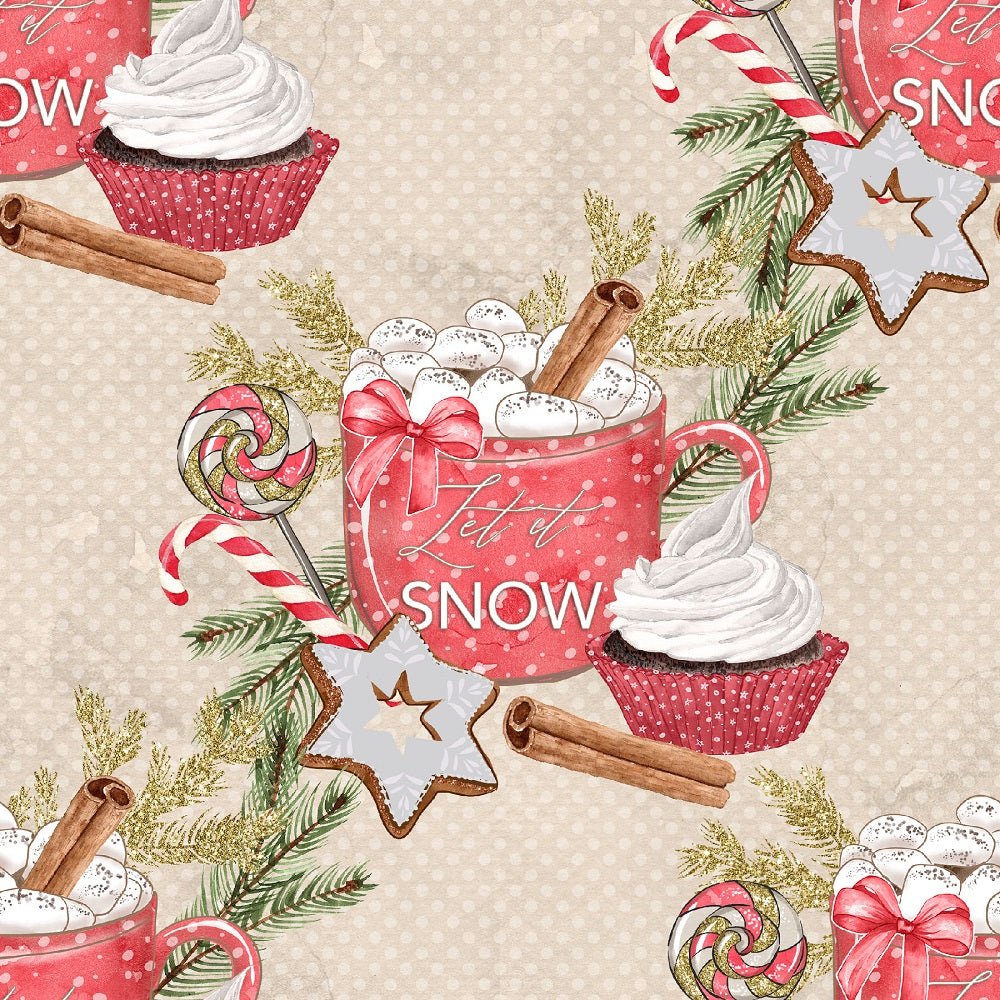 Watercolor Sweet Christmas Pattern #4 Fabric