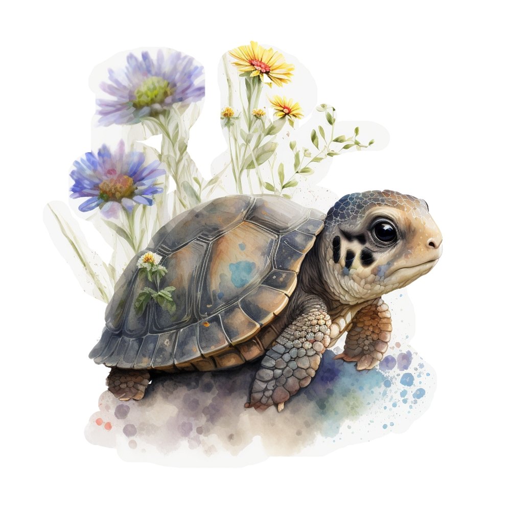 Watercolor Turtles #6 Fabric Panel