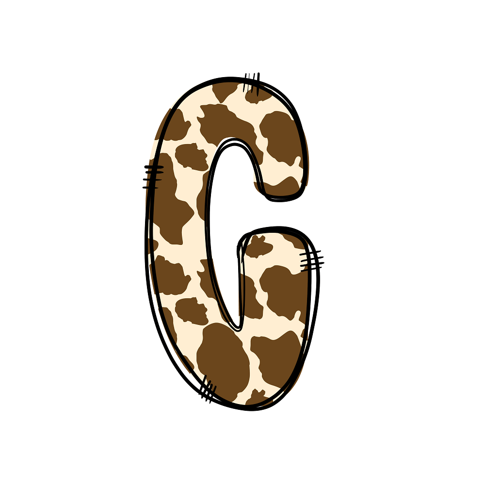 Western Cowboy ''C'' Cow Print Fabric Panel