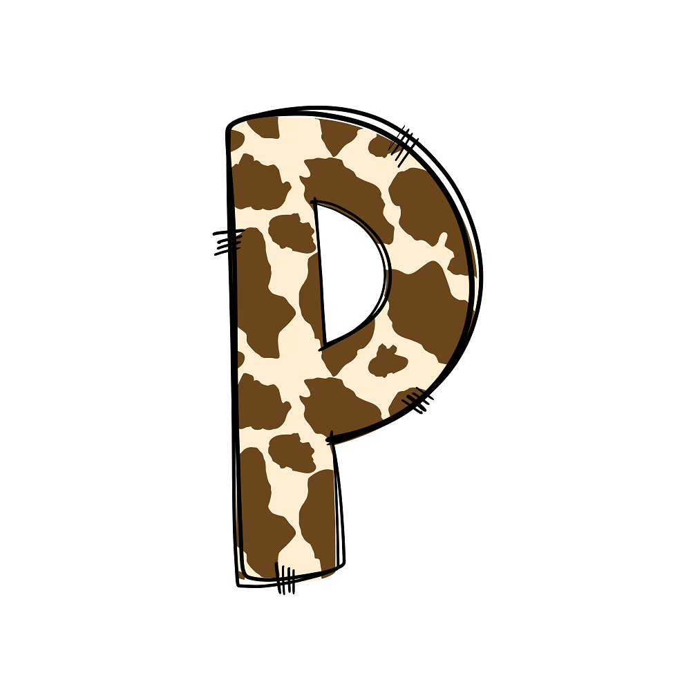 Western Cowboy ''P'' Cow Print Fabric Panel