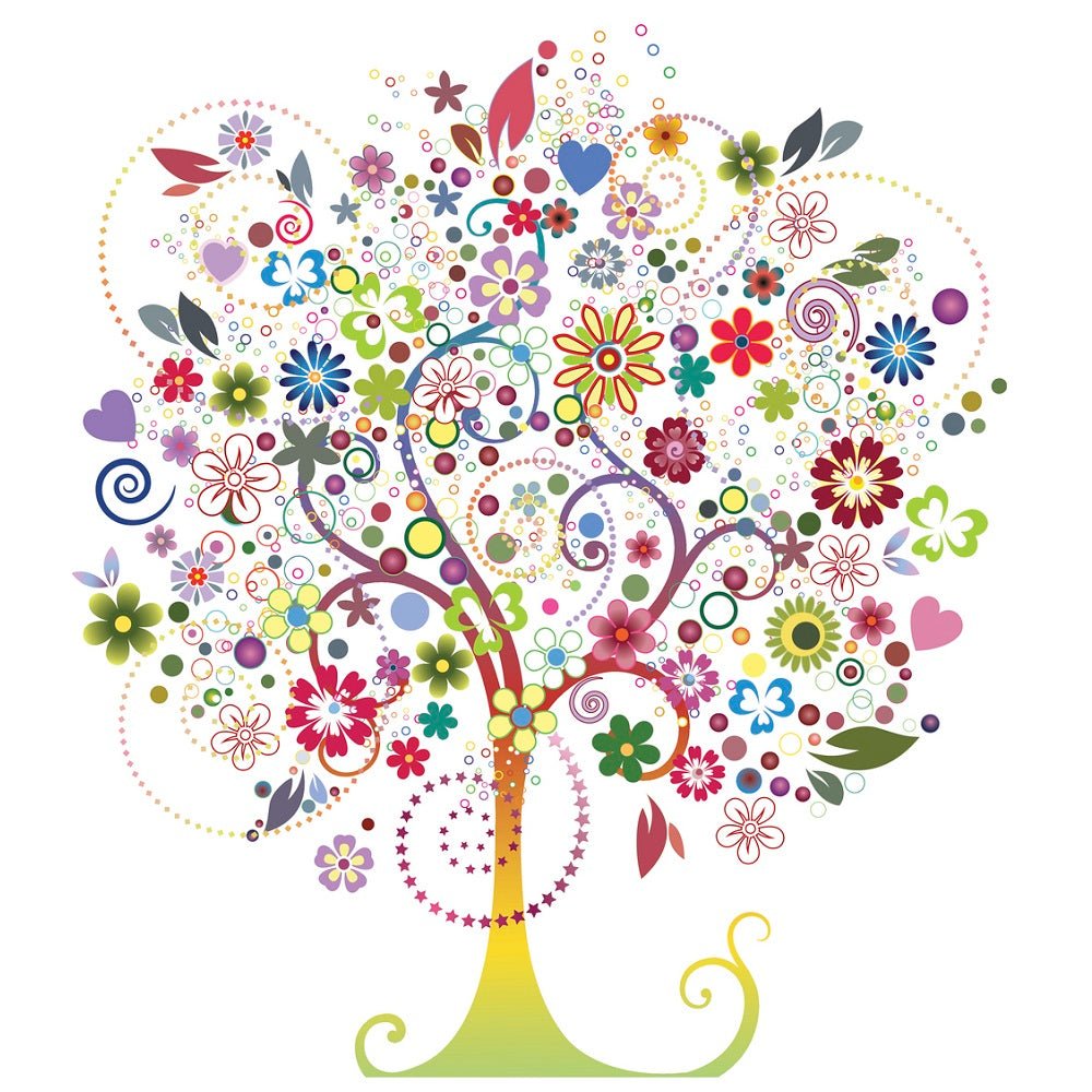 Whimsical Curlicue Tree Fabric Panel