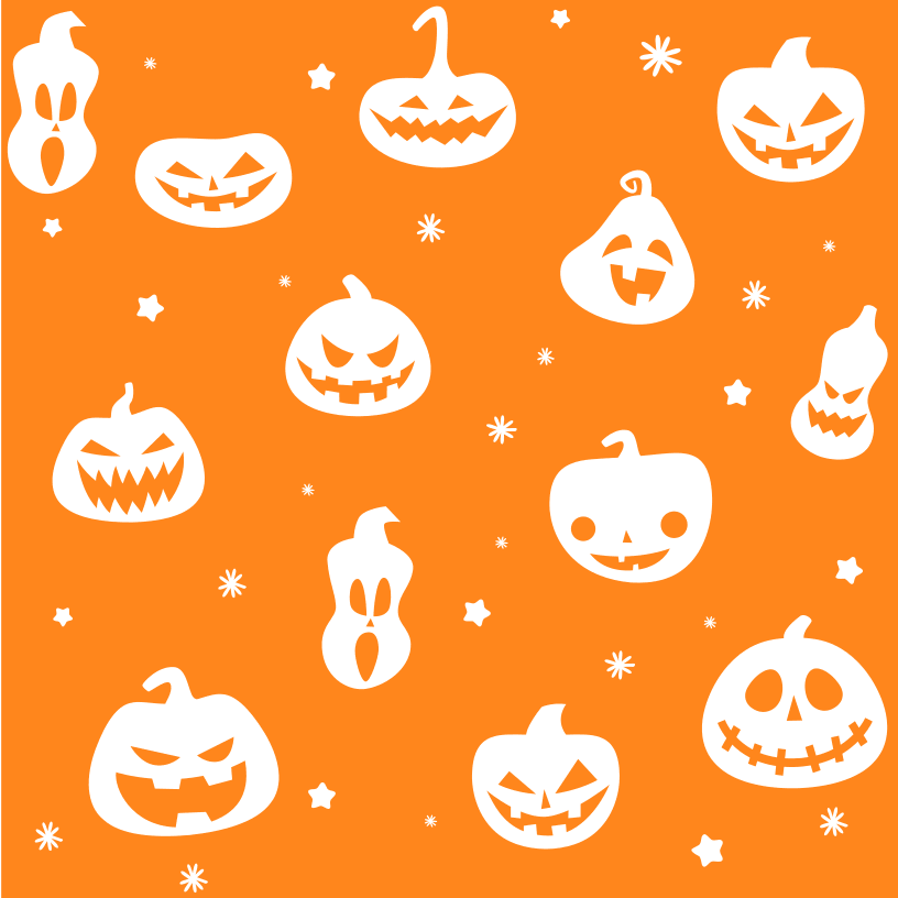 White Pumpkins & Stars Fabric - Orange