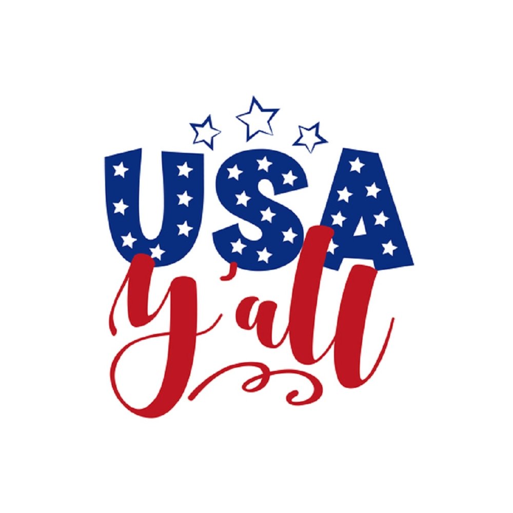 Sweet Land Of Liberty, USA Y'all Fabric Panel - White