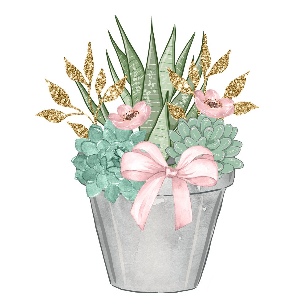 Sweet Succulents Scene #1 Fabric Panel