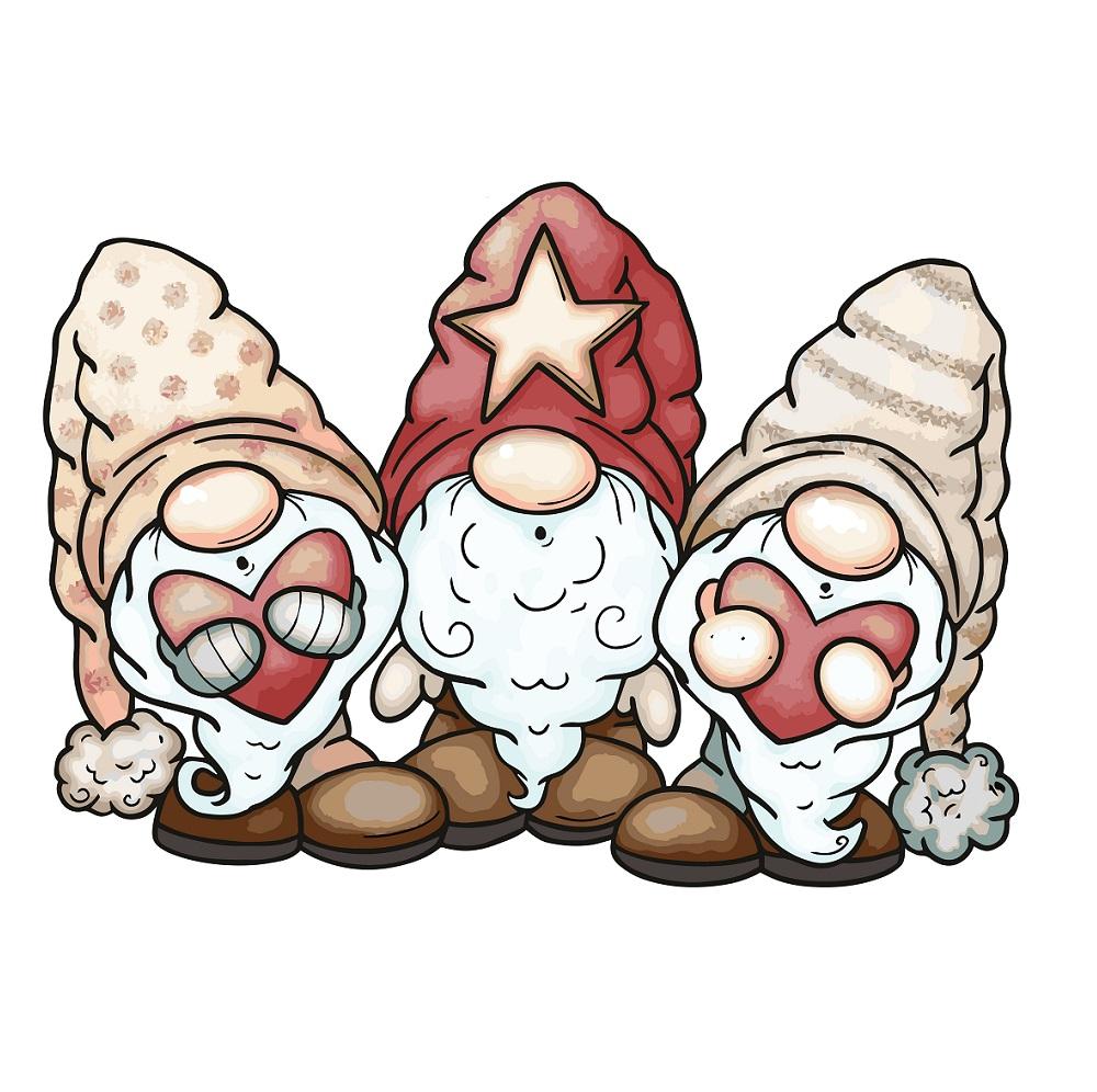 Vintage Christmas Gnomes Fabric Panel