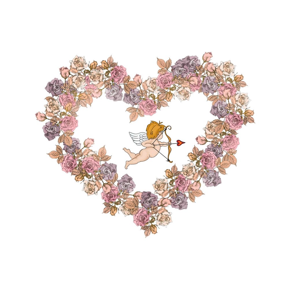 Vintage Cupid Rose Fame Fabric Panel Style 3