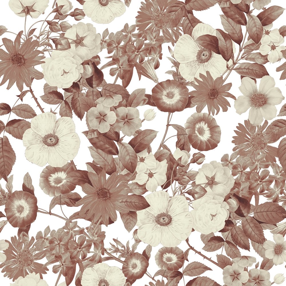 Vintage Floral Dreams Pattern #1 Fabric - White