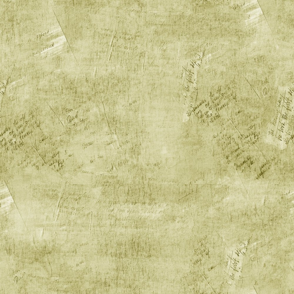 Vintage Script Fabric - Golden Avocado