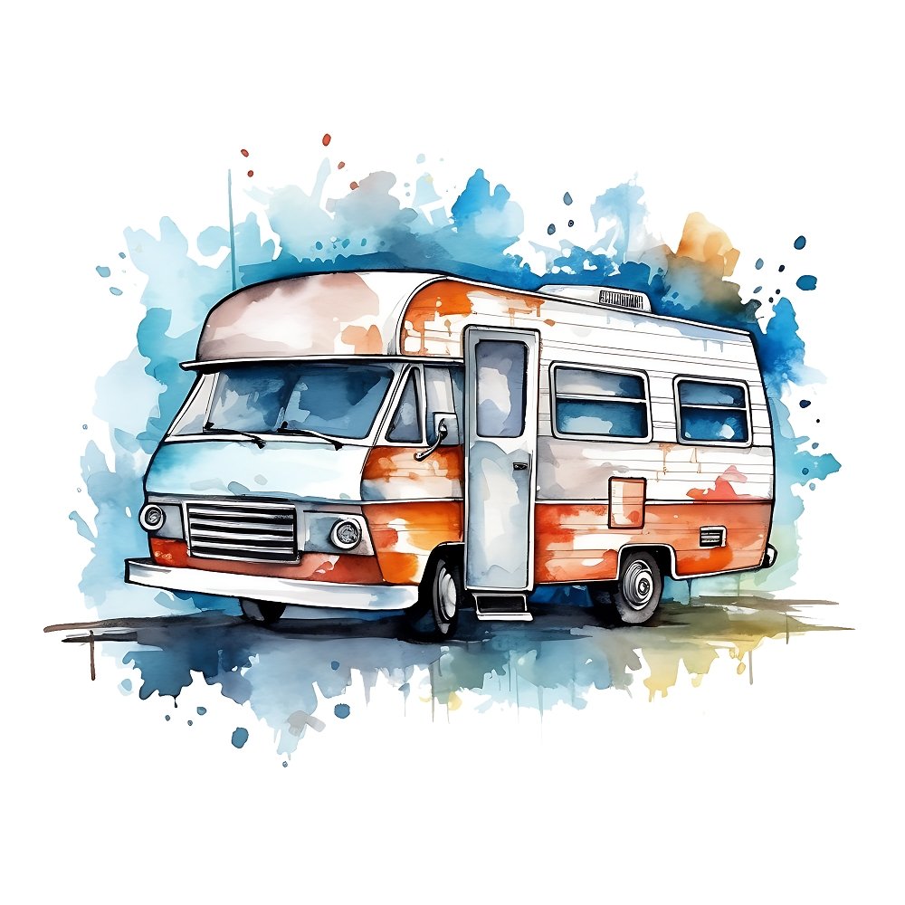 Watercolor Camping #8 Fabric Panel