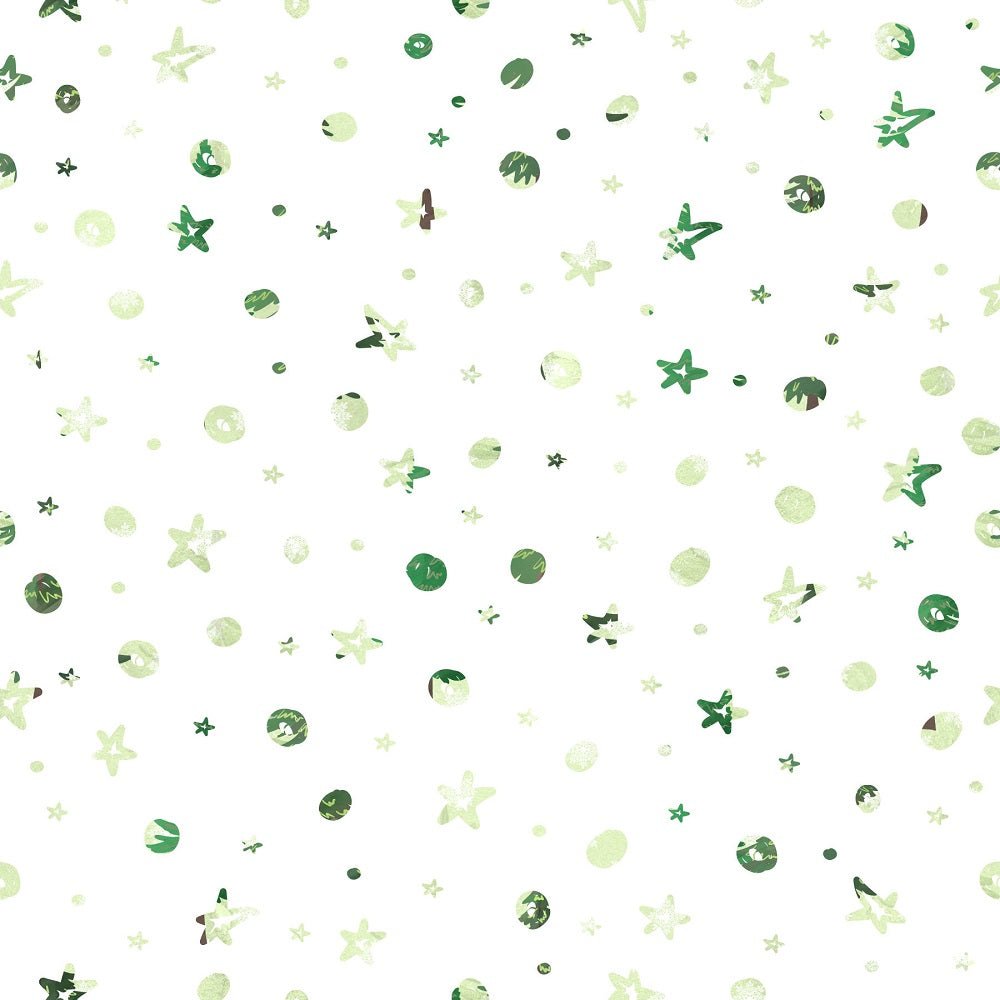 Watercolor Pine Trees Dots Fabric - White