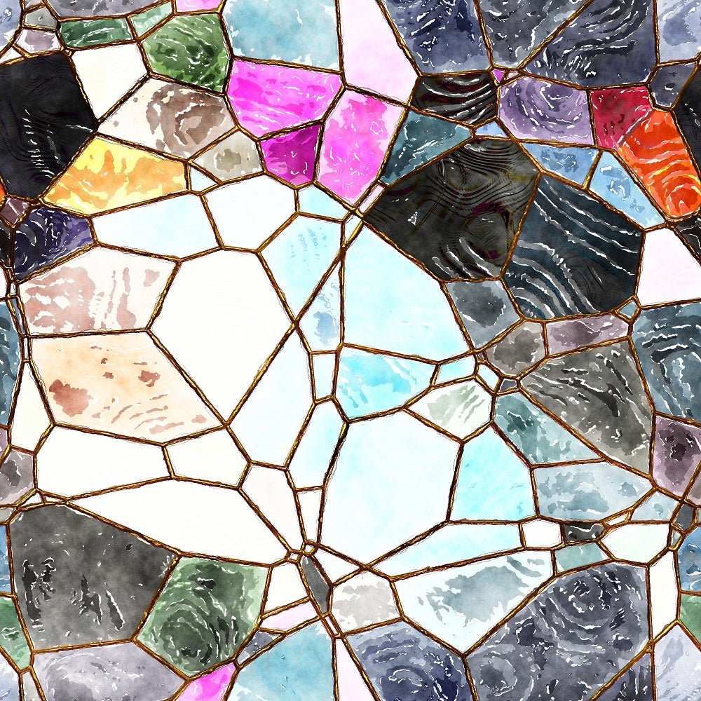 Watercolor Stained Glass #13 Fabric