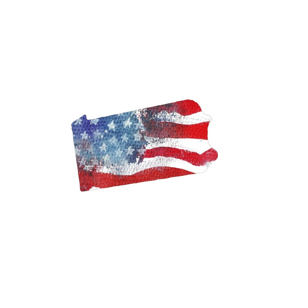 Watercolor Textured Flag Fabric Panel - Pennsylvania
