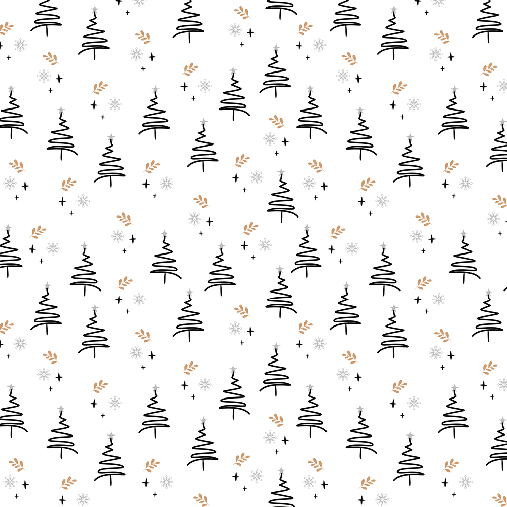 Whimsical Christmas Tree Fabric - Black