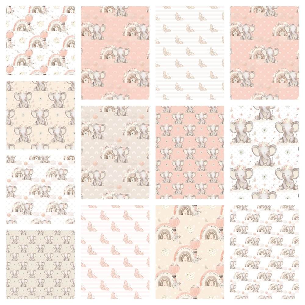 Sweet Baby Elephant Fat Quarter Bundle - 13 Pieces