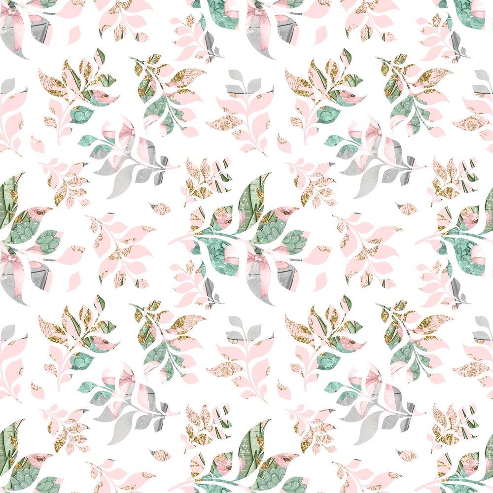 Sweet Succulents Pink Branches Fabric