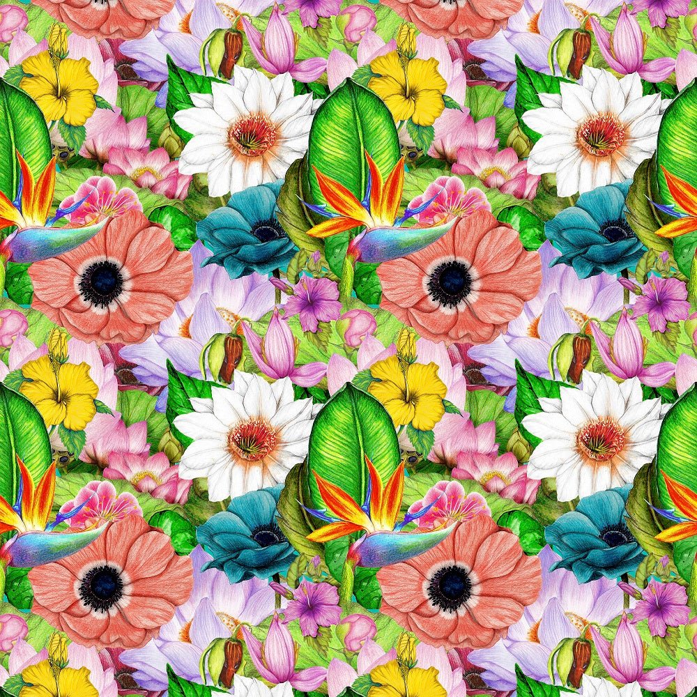Tropical Flowers Allover Fabric