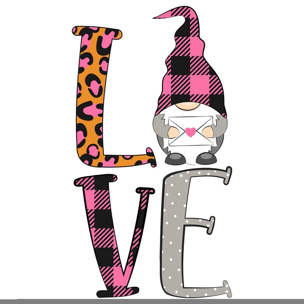 Valentine's Day Gnome Love Letters Fabric Panel