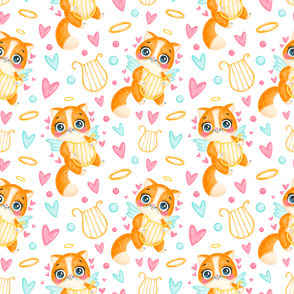 Valentine's Day Kittens Fabric