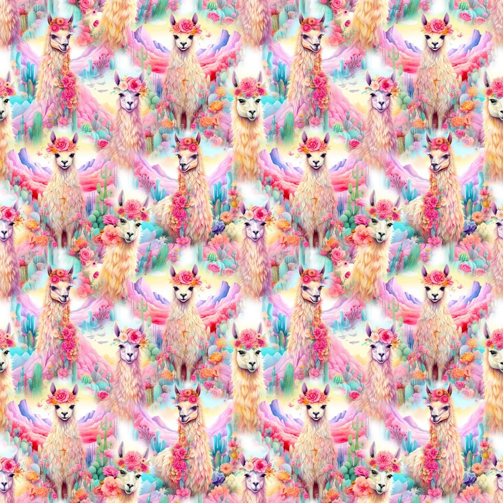 Vibrant Colorful Llama Fabric