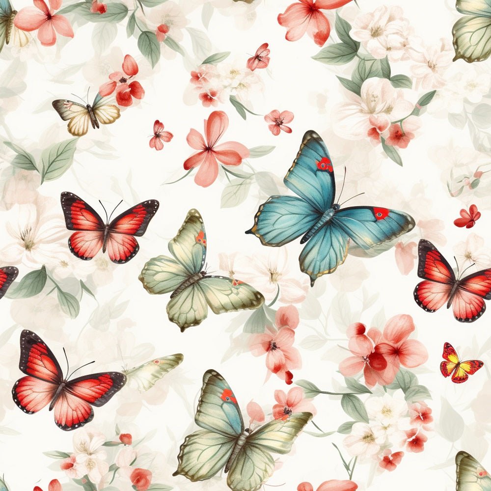 Vibrant Watercolor Butterflies #2 Fabric