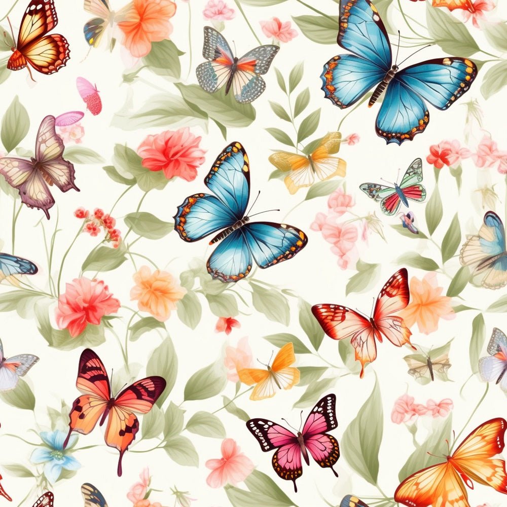 Vibrant Watercolor Butterflies #4 Fabric