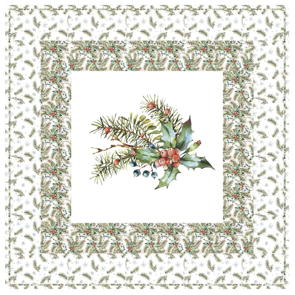 Vintage Precious Snowman Holly Berries Wall Hanging 42" x 42"